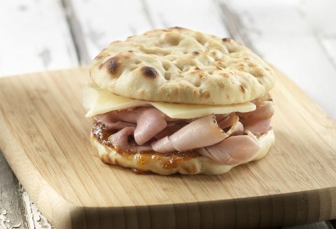 Carmelized Naan Round Ham & Cheese Sandwich